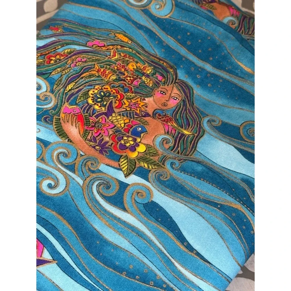 Ocean Songs by Laurel Burch Teal Mermaid Cotton Fabric 2 yards